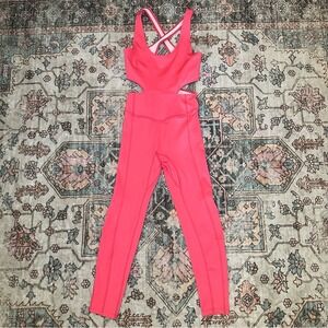 Free People Movement Neon Pink Cutout Jumpsuit (XS)